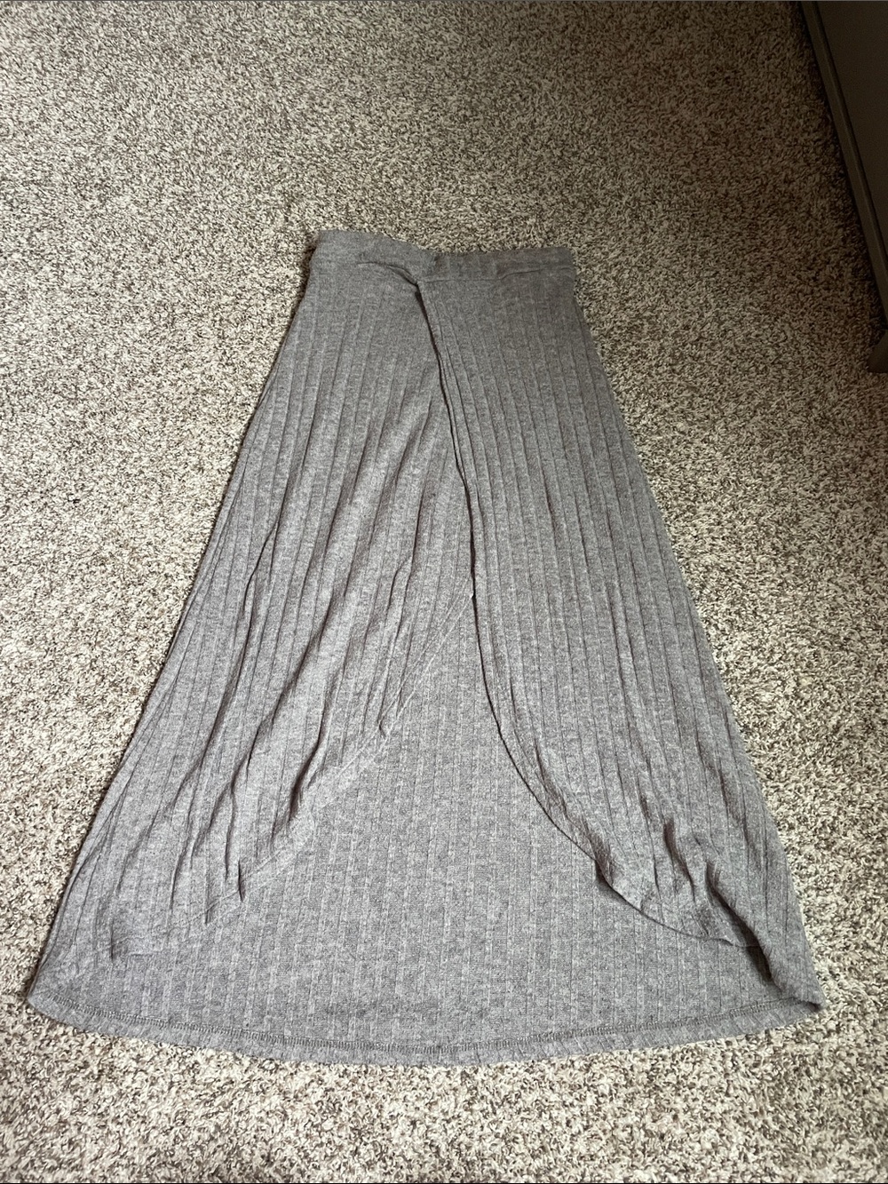 Topshop Grey Pleated Faux Wrap Maxi Skirt